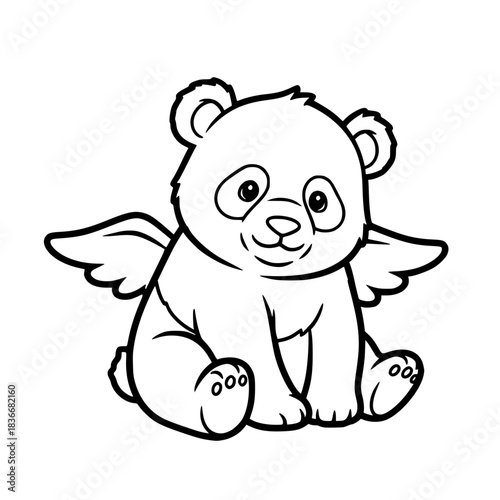 A charming panda with angelic wings, embodies innocence and fantasy. A whimsical illustration perfect for children's content. vector illustration