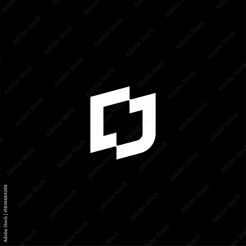 Obraz premium Monogram Letter CJ and rectangle logo concept vector icon