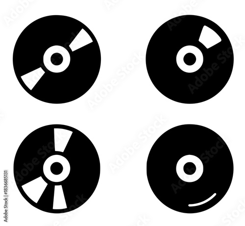 4 CD/DVD illustrations, black, transparent background