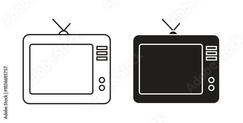 Tv retro icon for mobile app, editable designs