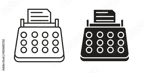 Typewriter icon for mobile app, editable designs