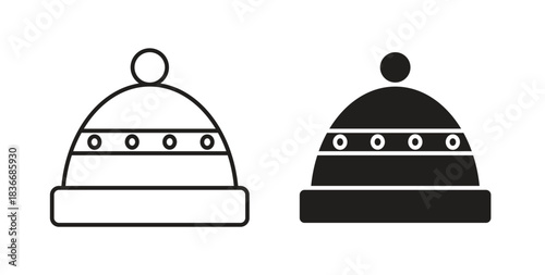 Winter hat icon for mobile app, editable designs