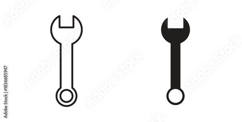 Wrench icon for mobile app, editable designs