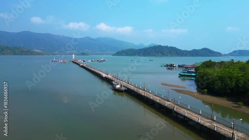 Wallpaper Mural long way lighthouse pier extending into Gulf of Thailand Magic aerial view drone Torontodigital.ca