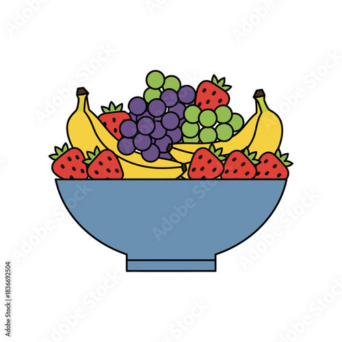 fruit bowl filled with colorful bananas strawberries and grapes ideal for healthy eating campaigns and promoting a balanced diet lifestyle