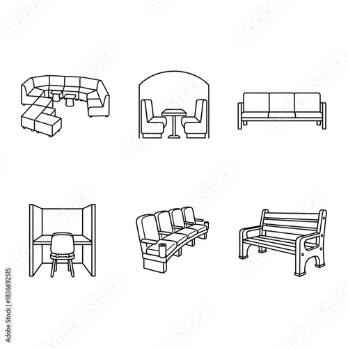 furniture arrangement blueprints diverse seating options for efficient space planning in commercial interiors  enhancing office interior design concepts