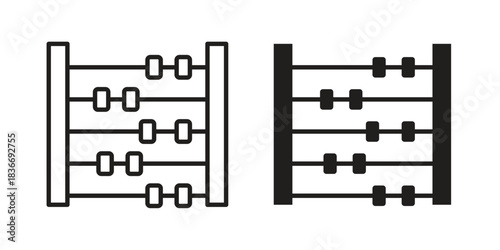 Abacus icons for web design set in black stroke and solid style. EPS10