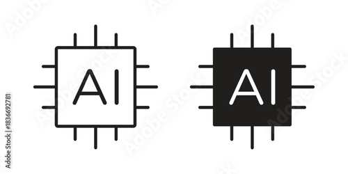 AI icons for web design set in black stroke and solid style. EPS10
