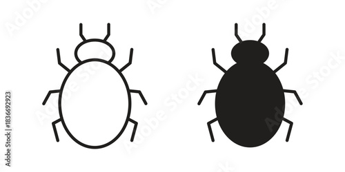 Bedbug icons for web design set in black stroke and solid style. EPS10