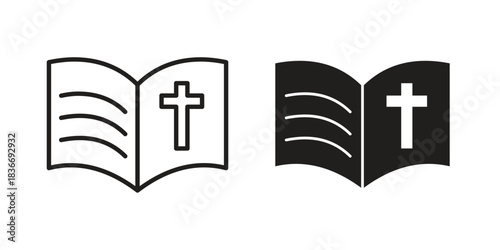 Bible icons for web design set in black stroke and solid style. EPS10