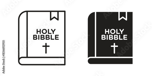 Bible icons for web design set in black stroke and solid style. EPS10