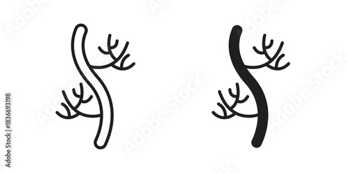Blood vessel icons for web design set in black stroke and solid style. EPS10