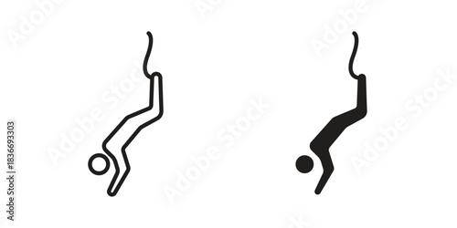 Bungee jumping icons for web design set in black stroke and solid style. EPS10