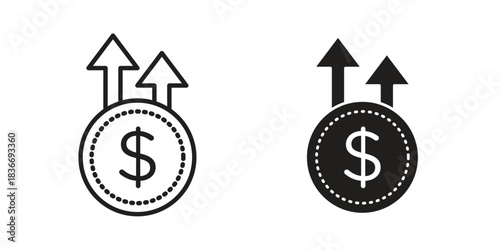 capital gain icons for web design set in black stroke and solid style. EPS10