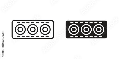 Car gasket icons for web design set in black stroke and solid style. EPS10