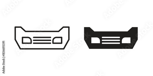 Car bumper icons for web design set in black stroke and solid style. EPS10