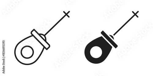 Car dipstick icons for web design set in black stroke and solid style. EPS10