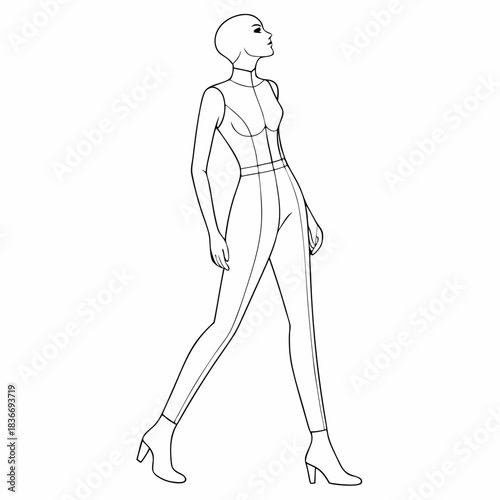 Female body mannequin. Template for fashion sketch ideas of women's clothing. Fashion design. Luxury outline vector illustration set