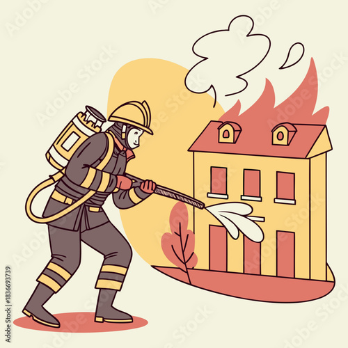 Firefighter Character Illustration