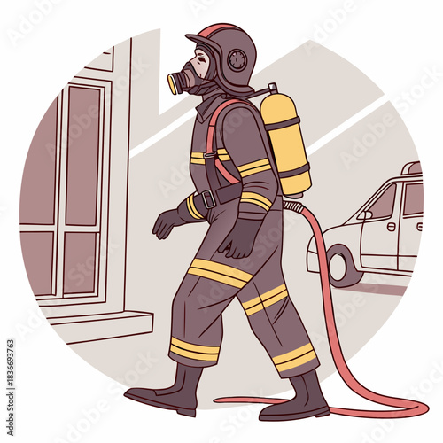 Firefighter Character Illustration
