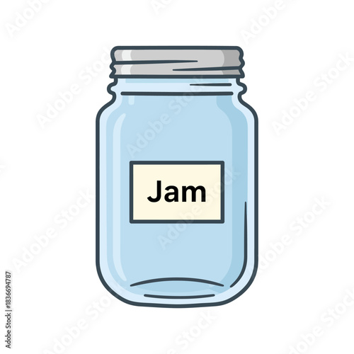 glass jar of jam with a vintage label showcasing homemade preserves for a classic pantry ideal for food blogs and grocery store promotions.