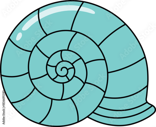 Cute Blue Spiral Seashell Illustration