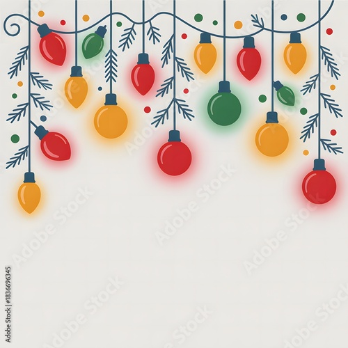 Colorful Festive String Lights Garland on Dark Background Creating Cheerful Holiday Celebration Mood, Decorative Party Atmosphere, Seasonal Joy, Warm Lighting, and Vibrant Festive Design Concept
