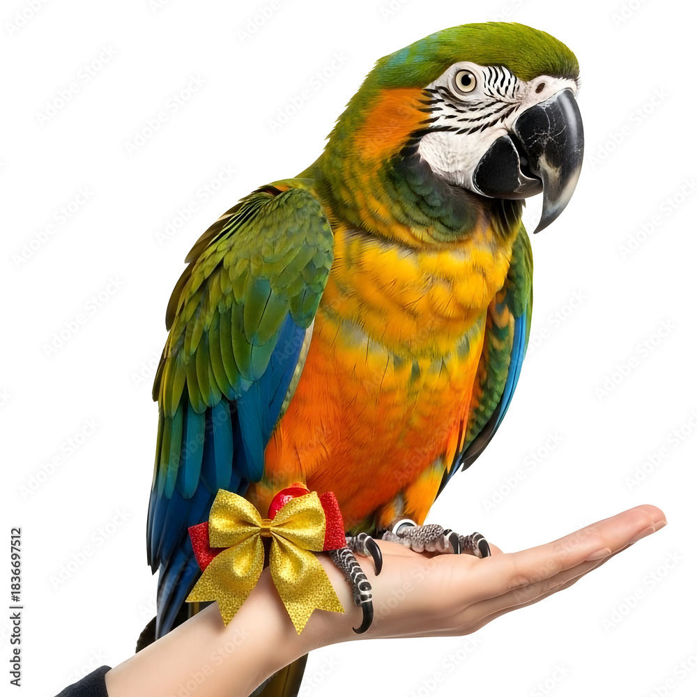 Fototapeta premium Macaw Parrot Bird Pet Owner Holiday Gift Present Exotic Tropical Avian Concept