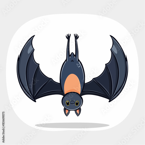 Cartoon bat hanging upside down