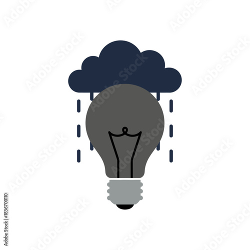 idea blocked by bad weather storm cloud and lightbulb symbolize creative block suggesting challenges and obstacles to innovation and problem solving.