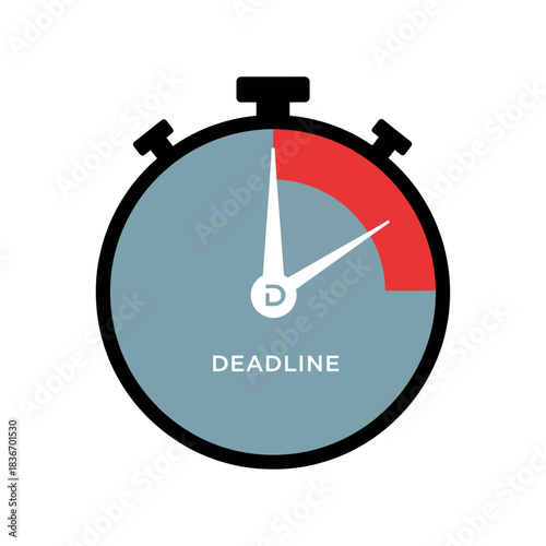 Illustrating project deadline approaching ticking stopwatch indicates limited time in blue and red essential for time management  efficiency projects.