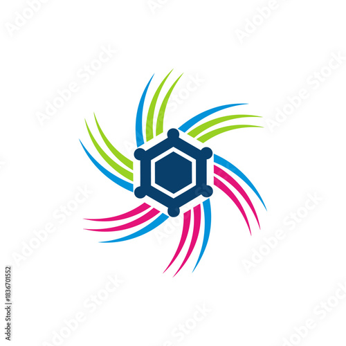 innovative technology logo spinning with vibrant curves depicting connection collaboration and future progress for startups corporate branding and web design
