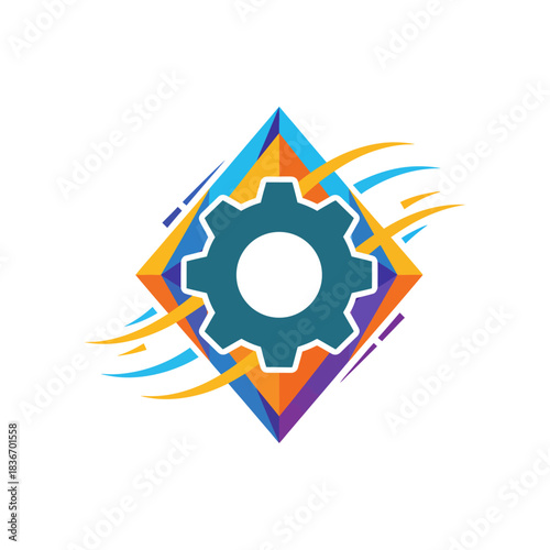 innovative technology solutions icon showcasing engineering expertise with dynamic streaks perfect for technology blogs and digital marketing symbol