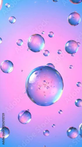 Wallpaper Mural Abstract background featuring translucent iridescent bubbles of varying sizes floating against a soft gradient of pink and blue, with tiny golden particles scattered throughout. Torontodigital.ca