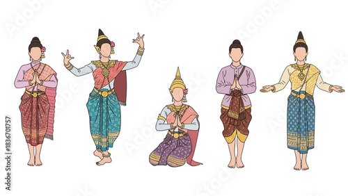 Stunning collection of traditional Thai dancers and greetings showcasing vibrant cultural attire and graceful ceremonial poses