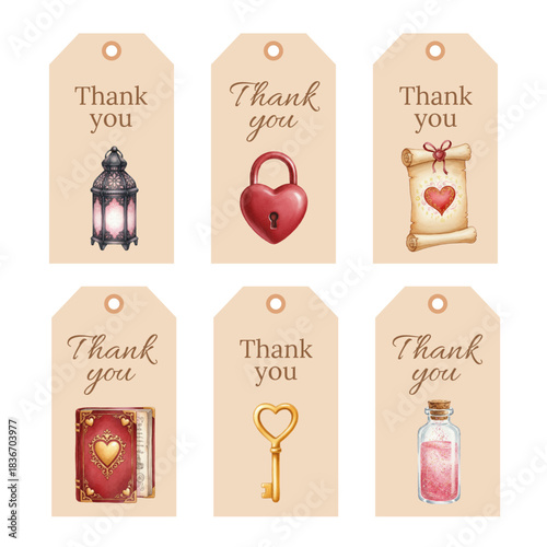 Elegant Thank You Gift Tags with Love and Vintage Elements