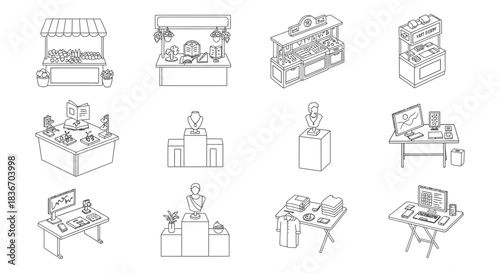market stalls showing merchandise showcasing a variety of products for sale perfect for illustrating retail markets and small business concepts.