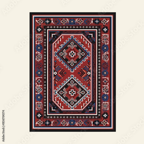 Authentic handmade kilim carpet with traditional patterns and earthy tones