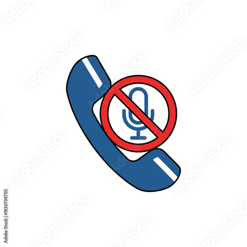 No microphone call icon indicating call muting for privacy ideal for illustrating phone etiquette and conferencing communication guidelines.