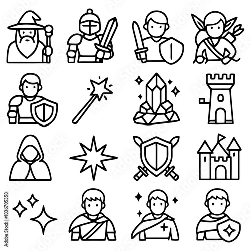 Enchanted Elements: An array of whimsical icons, each a gateway to a fantastical realm filled with magic and adventure, designed to ignite imagination and inspire creativity.