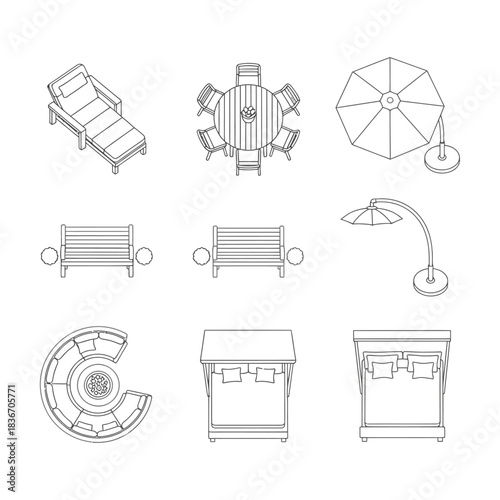 outdoor furniture layout showcasing patio decor garden design plans landscape architecture offering relaxation  entertaining in backyard spaces