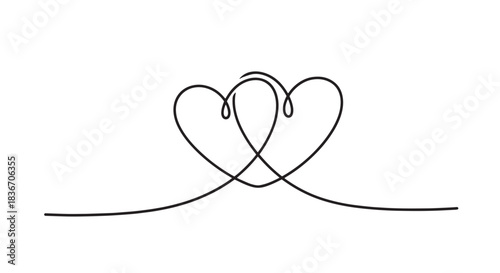 Intertwined Heart Line Art Illustration with Gentle Curves and Minimalist Design.