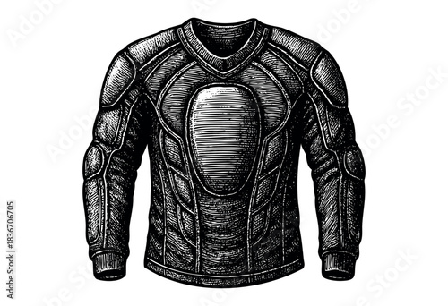 An Engraved Illustration of a Moto Jersey With Protection Features — Stock Illustration.