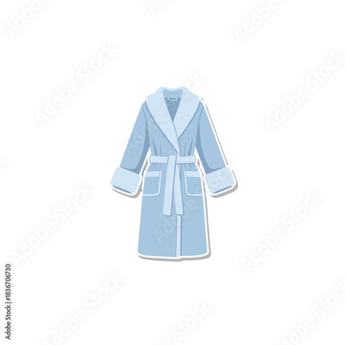 Light Blue Plush Bathrobe with Belt and Pockets Cozy Comfort Wear for Relaxation at Home or Spa Day