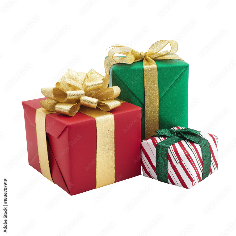 Fototapeta premium Isolated Christmas Gift Boxes with Transparent Background