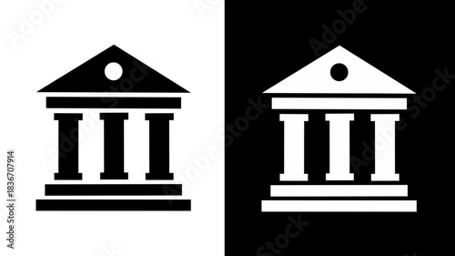 Bank or Government Building Icon with Columns