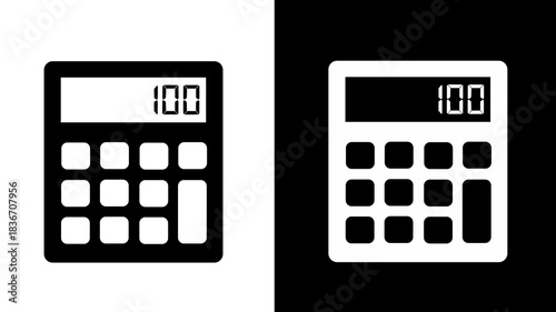Simple Black and White Calculator Icon Set