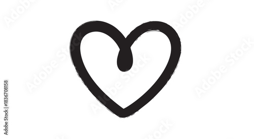 Minimalist black heart outline icon representing love and emotion for design projects.