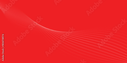 abstract creative blend dot particle wave technology design on red.