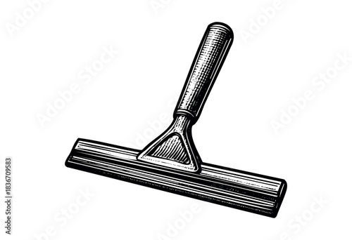 A vintage style illustration of a squeegee, perfect for cleaning windows or surfaces — stock illustration.